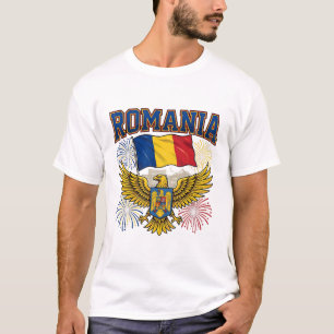 Romania Flag Patriotic Golden Eagle Celebration T-Shirt