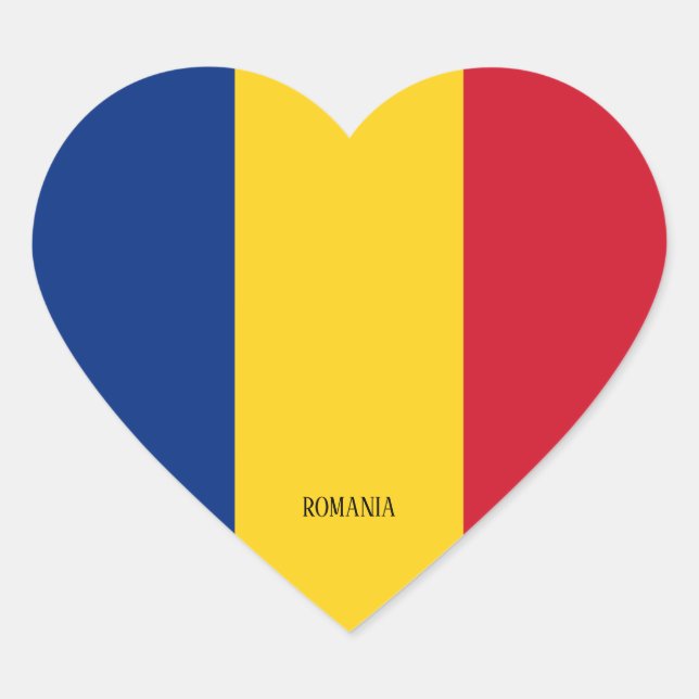 Romania Flag Patriotic Heart Sticker (Front)