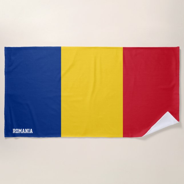 Romania Flag Splendid Patriotic Beach Towel (Front)