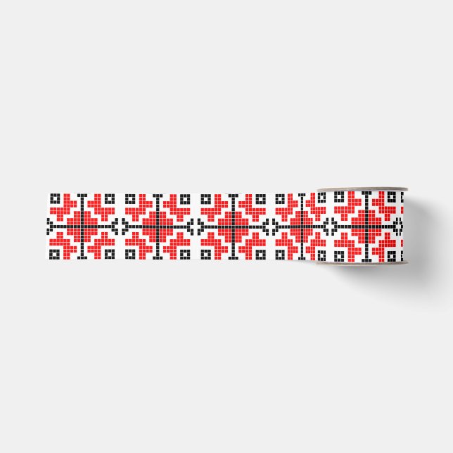 romania folk ethnic floral geometric motif costume grosgrain ribbon (Front)