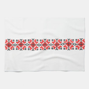 romania folk ethnic floral geometric motif costume kitchen towel