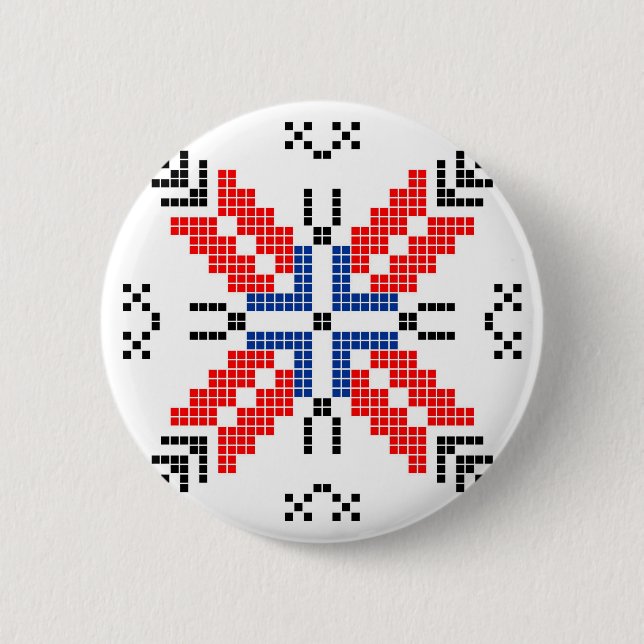 romania folk motif traditional symbol ethnic 2 inch round button (Front)