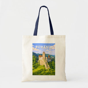 Romania Illustration Travel Art Vintage Tote Bag