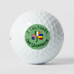 Romania Ireland USA Shamrock Flag Personalized Golf Balls