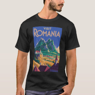 Romania Landscape Illustration Travel Art Vintage T-Shirt