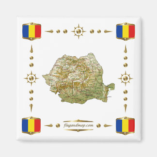 Romania Map + Flags Magnet