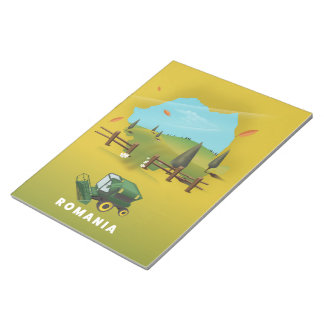Romania Map Illustrated print poster. Notepad