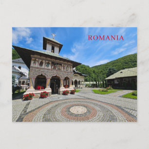 Romania monastery view postcard