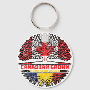 Romania Romanian Canadian Canada Tree Roots Flag Keychain