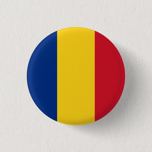 Romania (Romanian) Flag 1 Inch Round Button (Front)