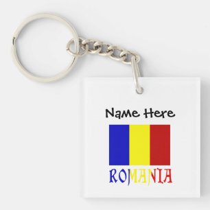 Romania Romanian Flag Black Personalization  Keychain