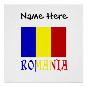 Romania Romanian Flag Black Personalization Poster