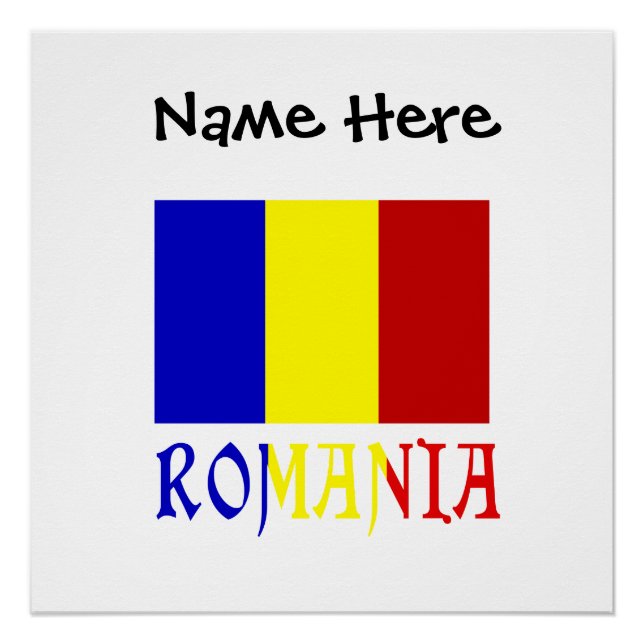 Romania Romanian Flag Black Personalization  Poster (Front)