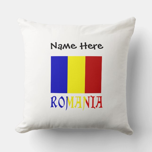 Romania Romanian Flag Black Personalization  Throw Pillow (Front)
