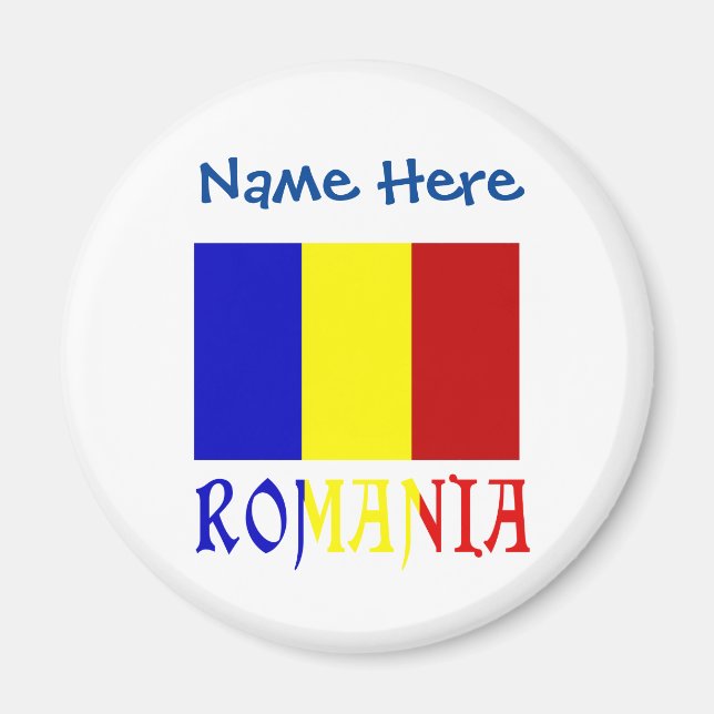 Romania Romanian Flag Blue Personalized  Magnet (Front)