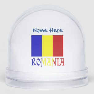 Romania Romanian Flag Blue Personalized Snowglobe