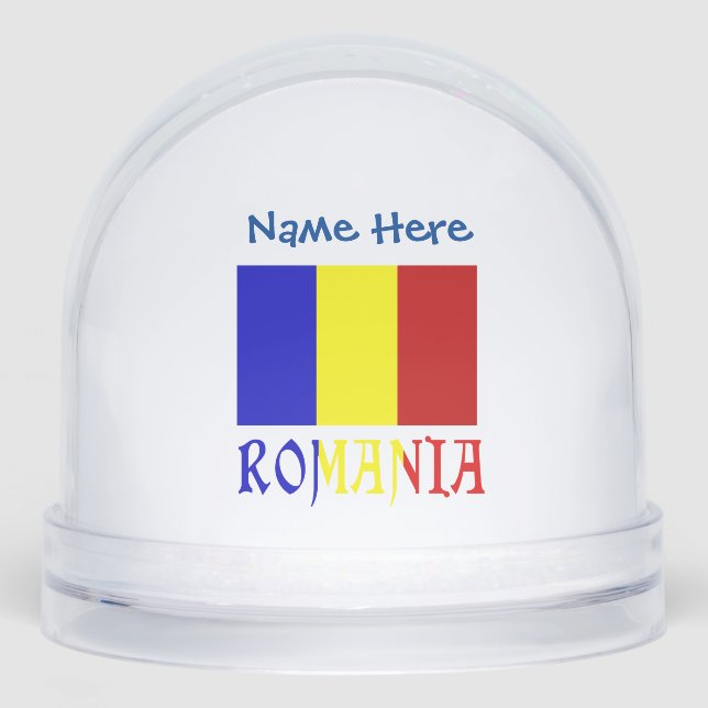 Romania Romanian Flag Blue Personalized  Snowglobe (Front)