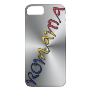 Romania Romanian Flag Colour Typography Silver Case-Mate iPhone Case