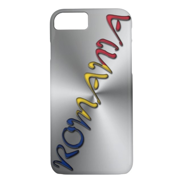 Romania Romanian Flag Colour Typography Silver Case-Mate iPhone Case (Back)