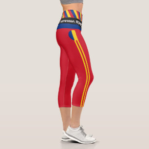 Romania & Romanian Flag fashion, Fitness, Sports Capri Leggings