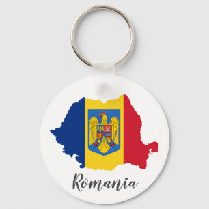 Romania Romanian Flag Map Keychain