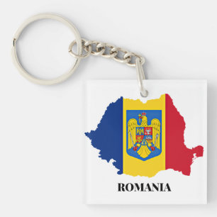 Romania Silhouette, labeled, Keychain