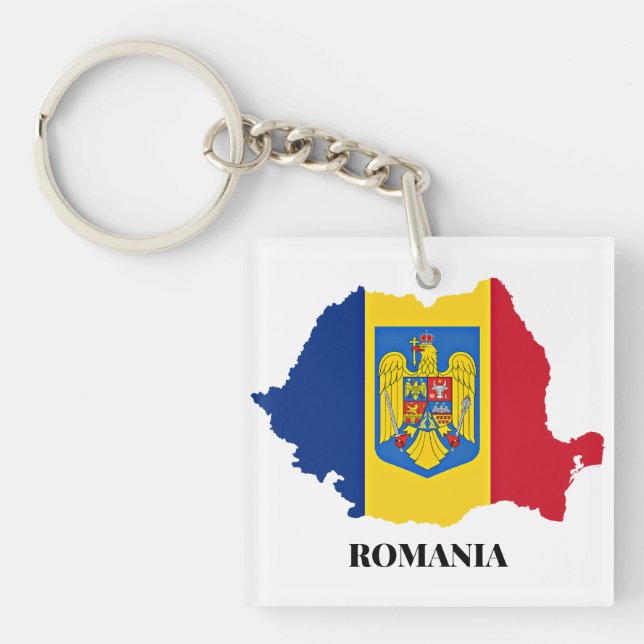 Romania Silhouette, labelled, Keychain (Front)