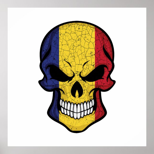 Romania Smiling Skull Flag  Poster (Front)