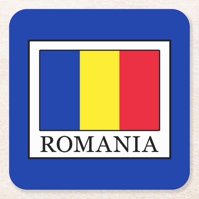 Romania Square Paper Coaster (Front)