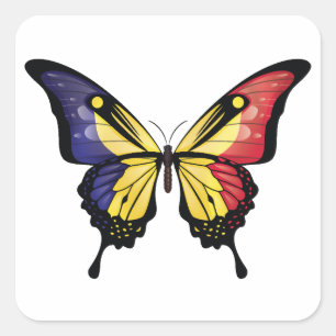 Romania Swallowtail Butterfly Flag Square Sticker