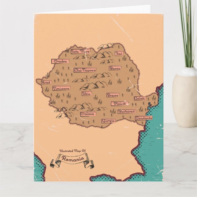 Romania Vintage Counties Map Card (Front)