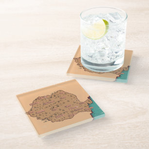 Romania Vintage Counties Map Glass Coaster