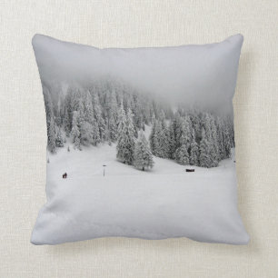 Romania, Winter sports in Piana Brasov, snow Throw Pillow