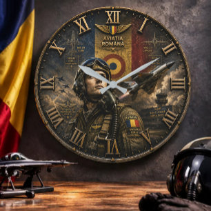 Romanian Air Force Pilot Military Aviation Large Clock