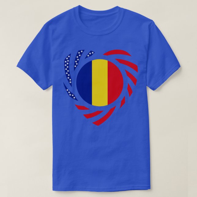 Romanian American Multinational Patriot Flag Heart T-Shirt (Design Front)
