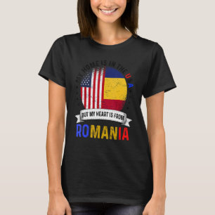 Romanian American Patriot Heart is from Romania Fl T-Shirt