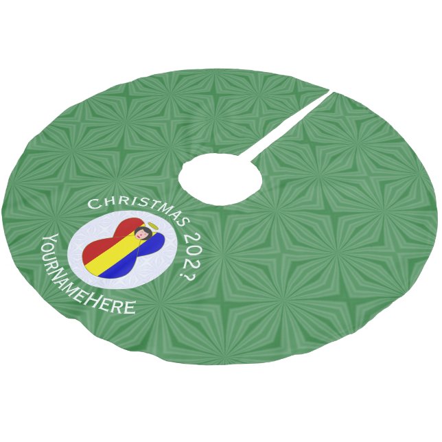 Romanian Angel Christmas Flag Personalized  Brushed Polyester Tree Skirt (Angled)
