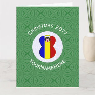 Romanian Angel Christmas Flag Personalized  Card