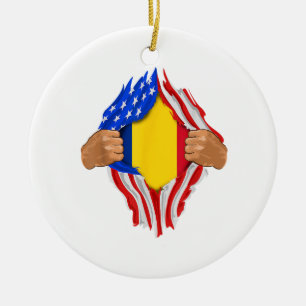 Romanian Blood Inside Me T-Shirt Romania Flag Ceramic Ornament
