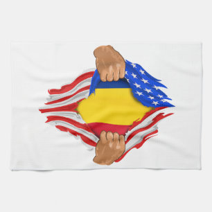 Romanian Blood Inside Me T-Shirt Romania Flag Kitchen Towel