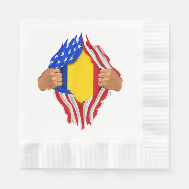 Romanian Blood Inside Me T-Shirt  Romania Flag Napkin (Front)