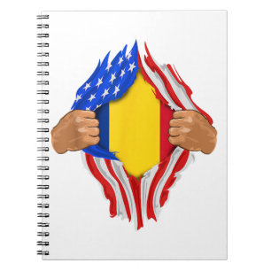Romanian Blood Inside Me T-Shirt Romania Flag Notebook
