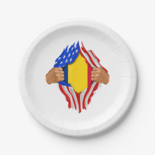 Romanian Blood Inside Me T-Shirt  Romania Flag Paper Plate