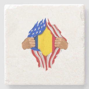 Romanian Blood Inside Me T-Shirt  Romania Flag Stone Coaster