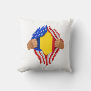 Romanian Blood Inside Me T-Shirt Romania Flag Throw Pillow