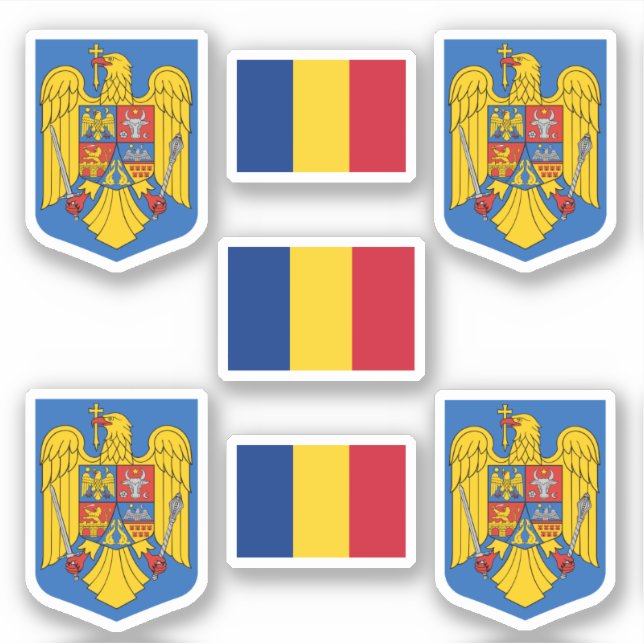Romanian coat of arms and flag Sticker (Front)