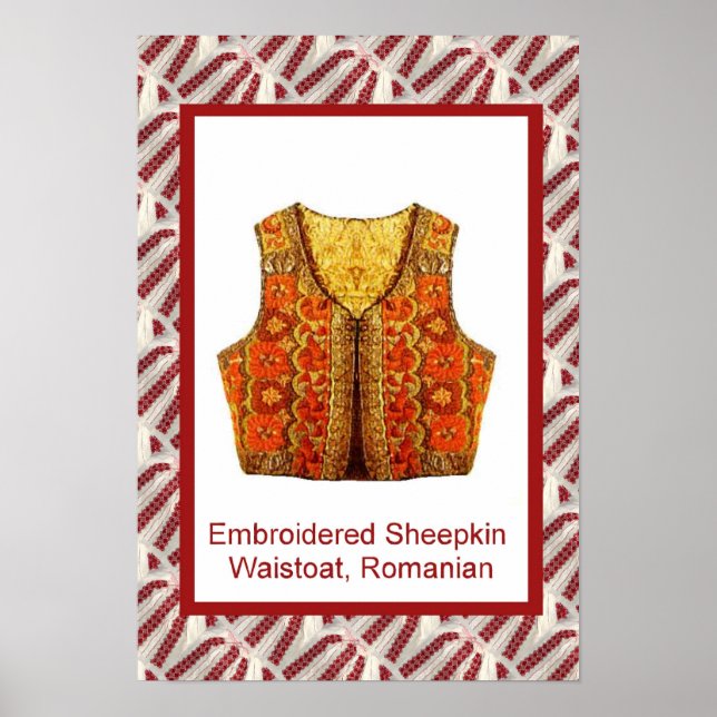 Romanian craft, embroidered waistcoat poster (Front)