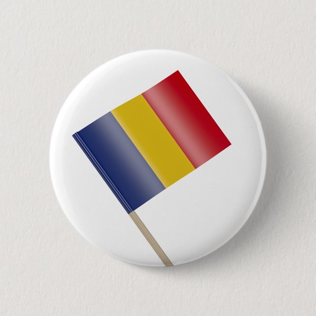 Romanian flag 2 inch round button (Front)