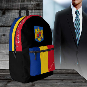 Romanian Flag backpack, Romania, patriot black Printed Backpack