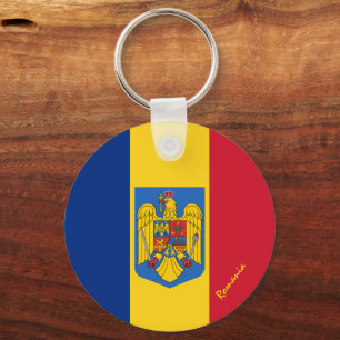 Romanian flag, emblem & Romania holiday / sports Keychain